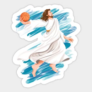 Jesus is playing basket ball Sticker